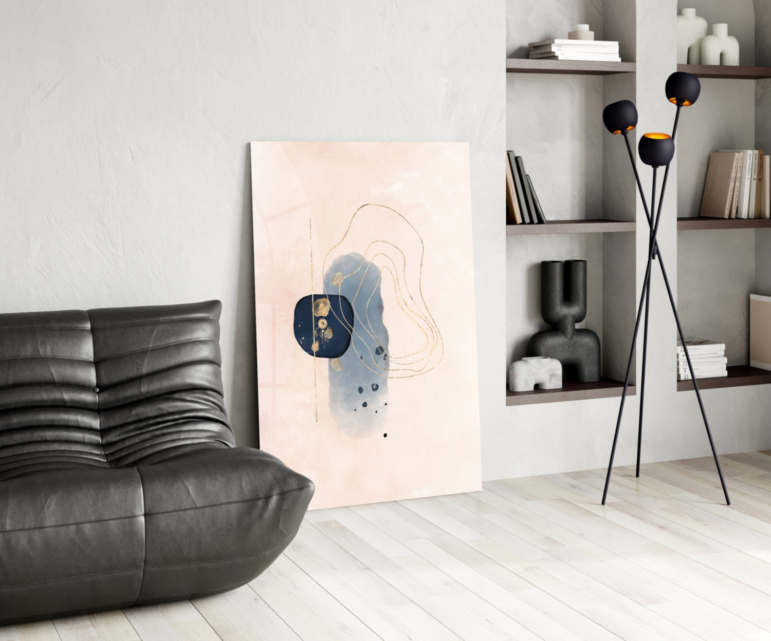 Abstract Beige Glass Wall Art.