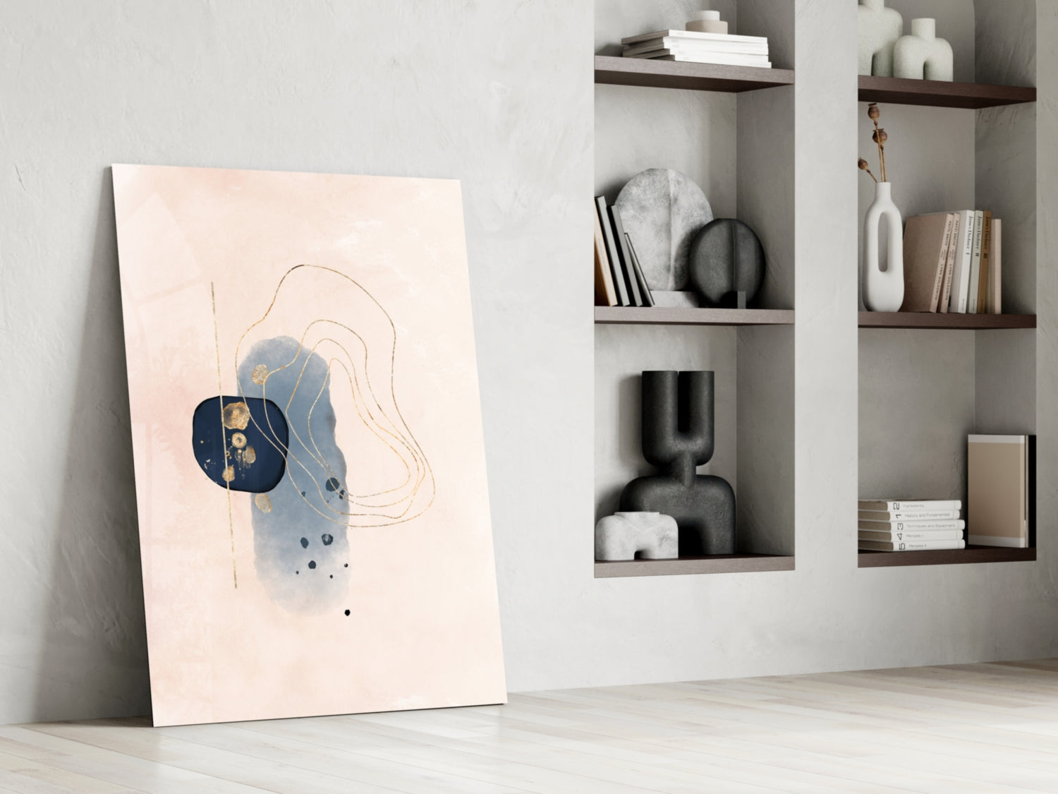 Abstract Beige Glass Wall Art.