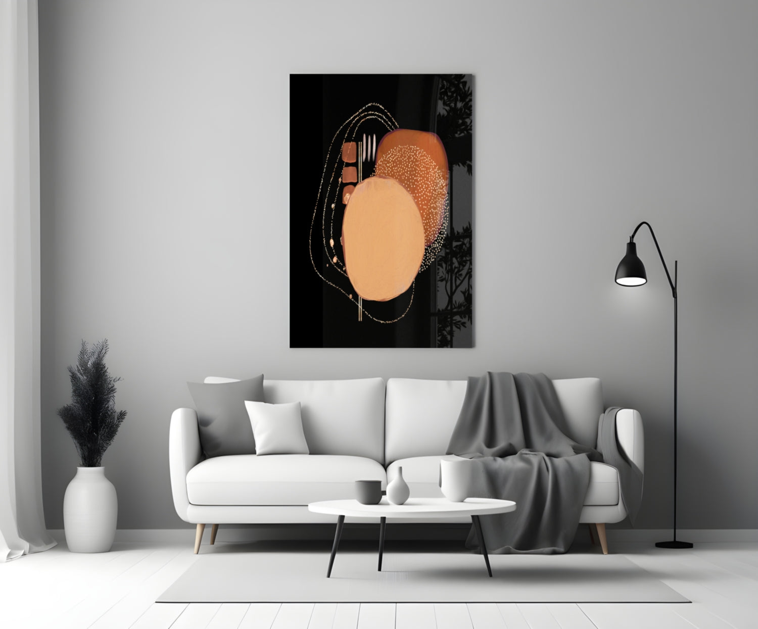 Abstract Black Glass Wall Art.