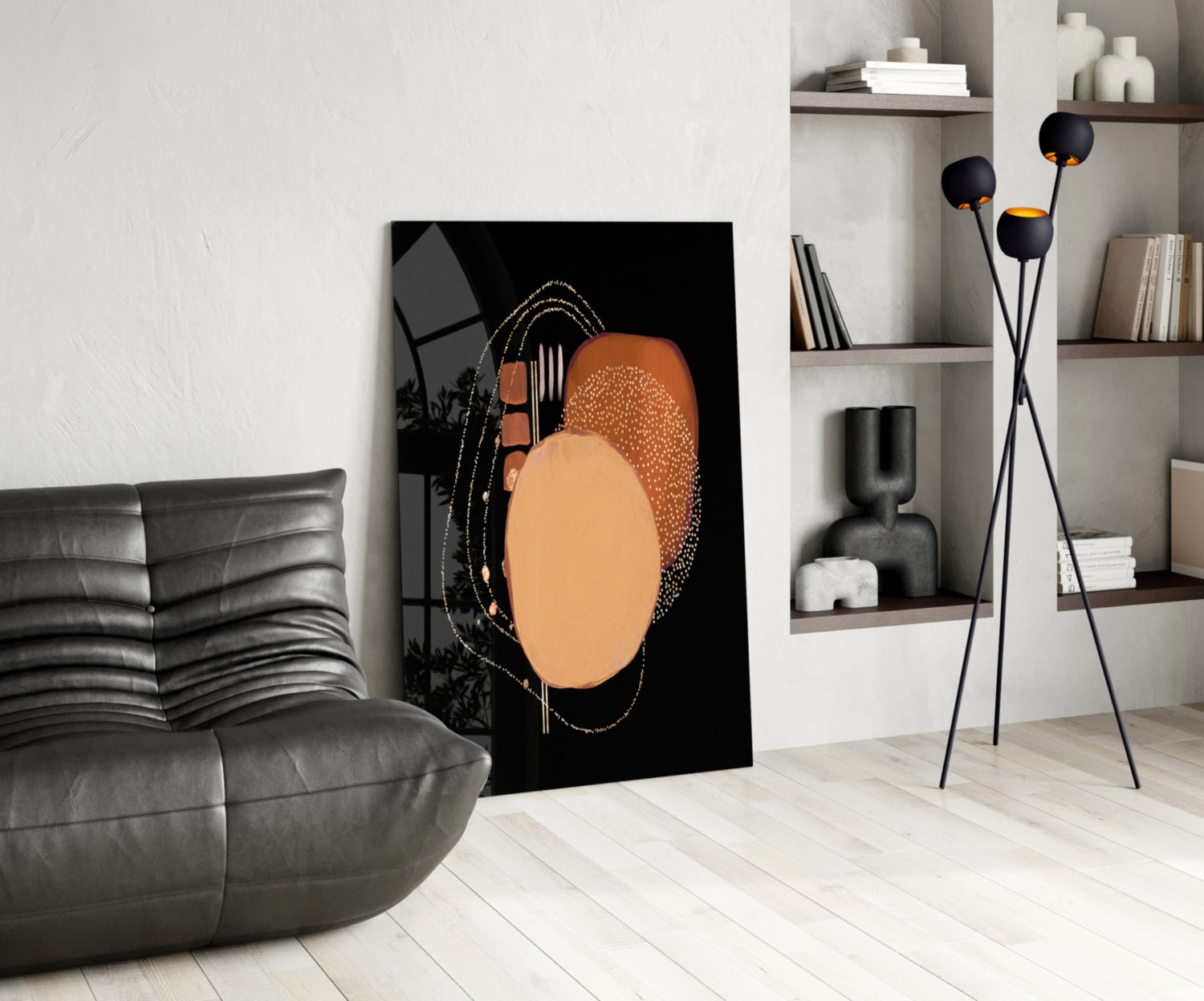 Abstract Black Glass Wall Art.