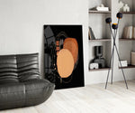 Abstract Black panel adding statement focal point to a foyer