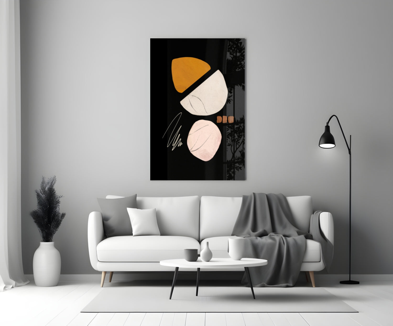 Abstract Acorn Glass Wall Art.