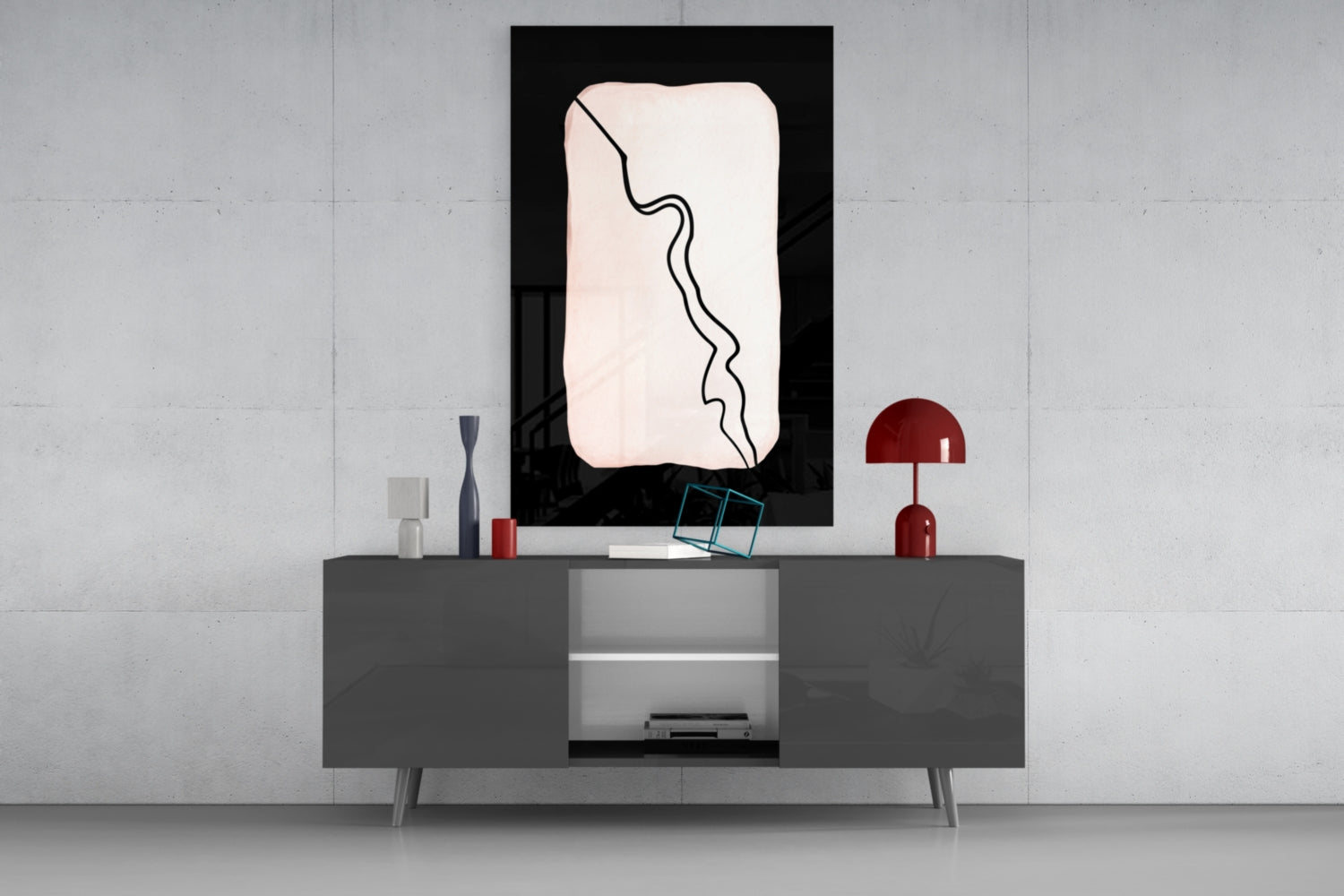 Abstract Distinction Glass Wall Art.