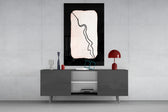 Abstract Distinction panel catching gallery light to reveal its calligraphic energy