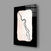 Blush-on-black panel bringing minimalist drama to a contemporary living space