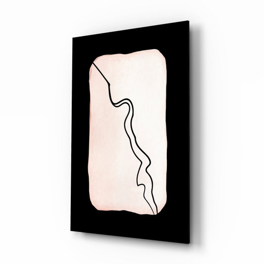 Abstract Distinction glass wall art displayed above a console in a designer interior
