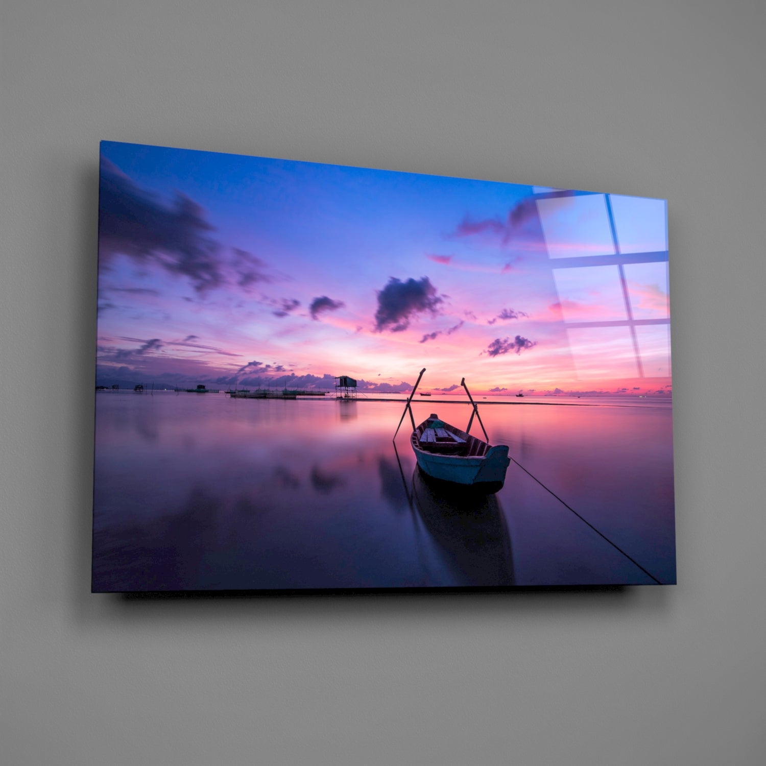 Sunset on the Boat Glass Wall Art.