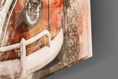 Vosvos Minibus artwork anchoring a wall with warm traveler palette