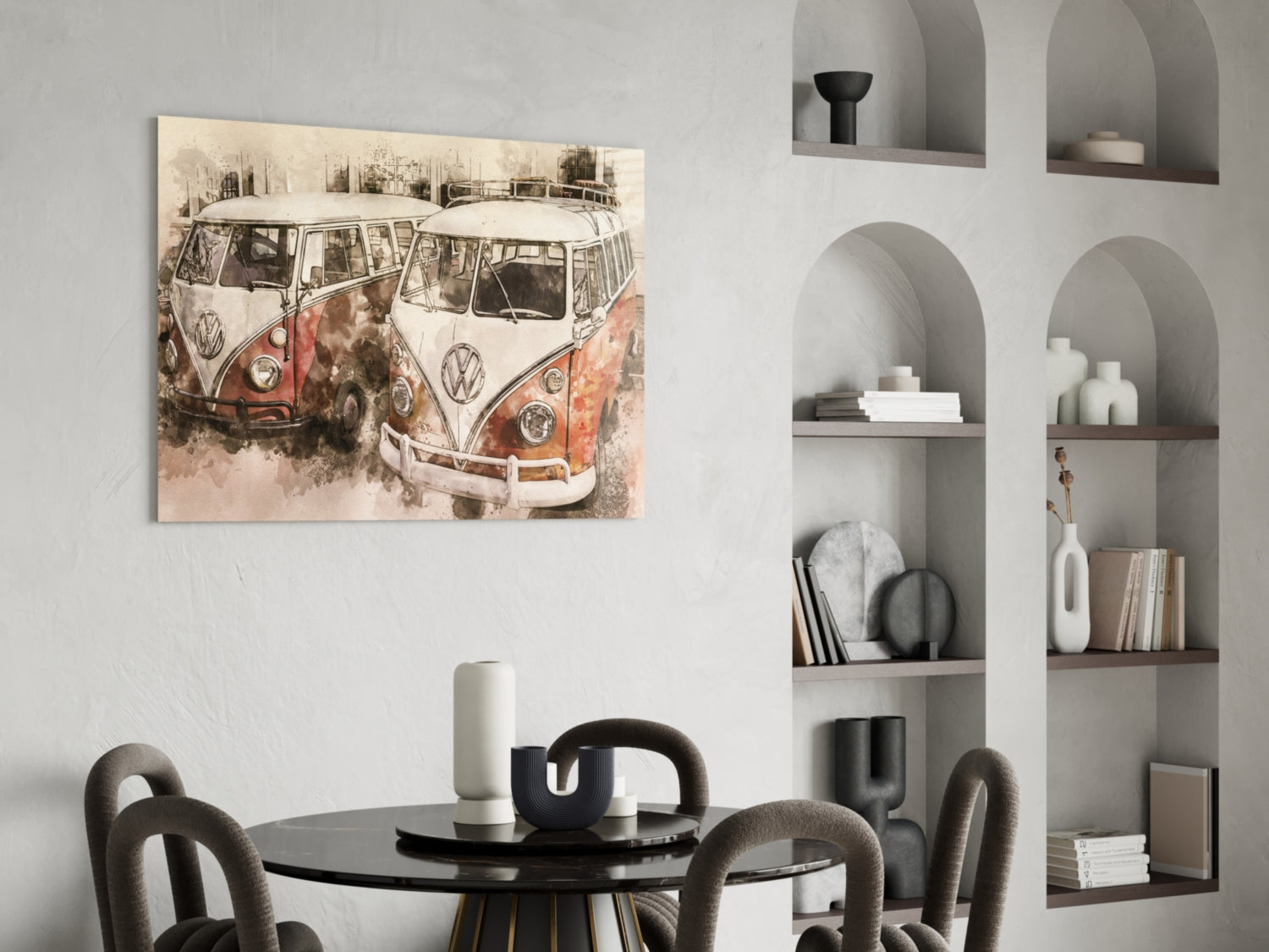 Vosvos Minibus Glass Wall Art.