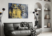 Gold Dust glass wall art styled above a vanity in a powder room