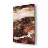 Abstract Earth glass wall art displayed above a console in a designer interior