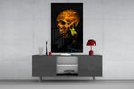 Flower and Skull panel catching low light to reveal its delicate poise