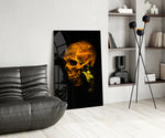 Flower and Skull panel adding botanical-noir mood to a man-cave