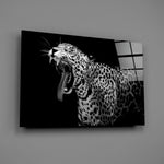 Roaring-leopard panel bringing predator drama to a contemporary living space
