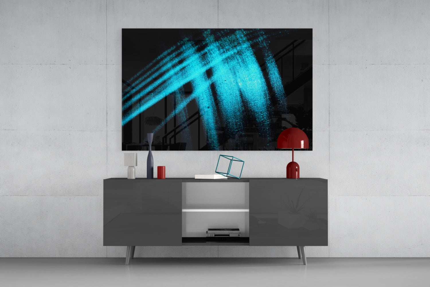 Blue Lights Glass Wall Art.