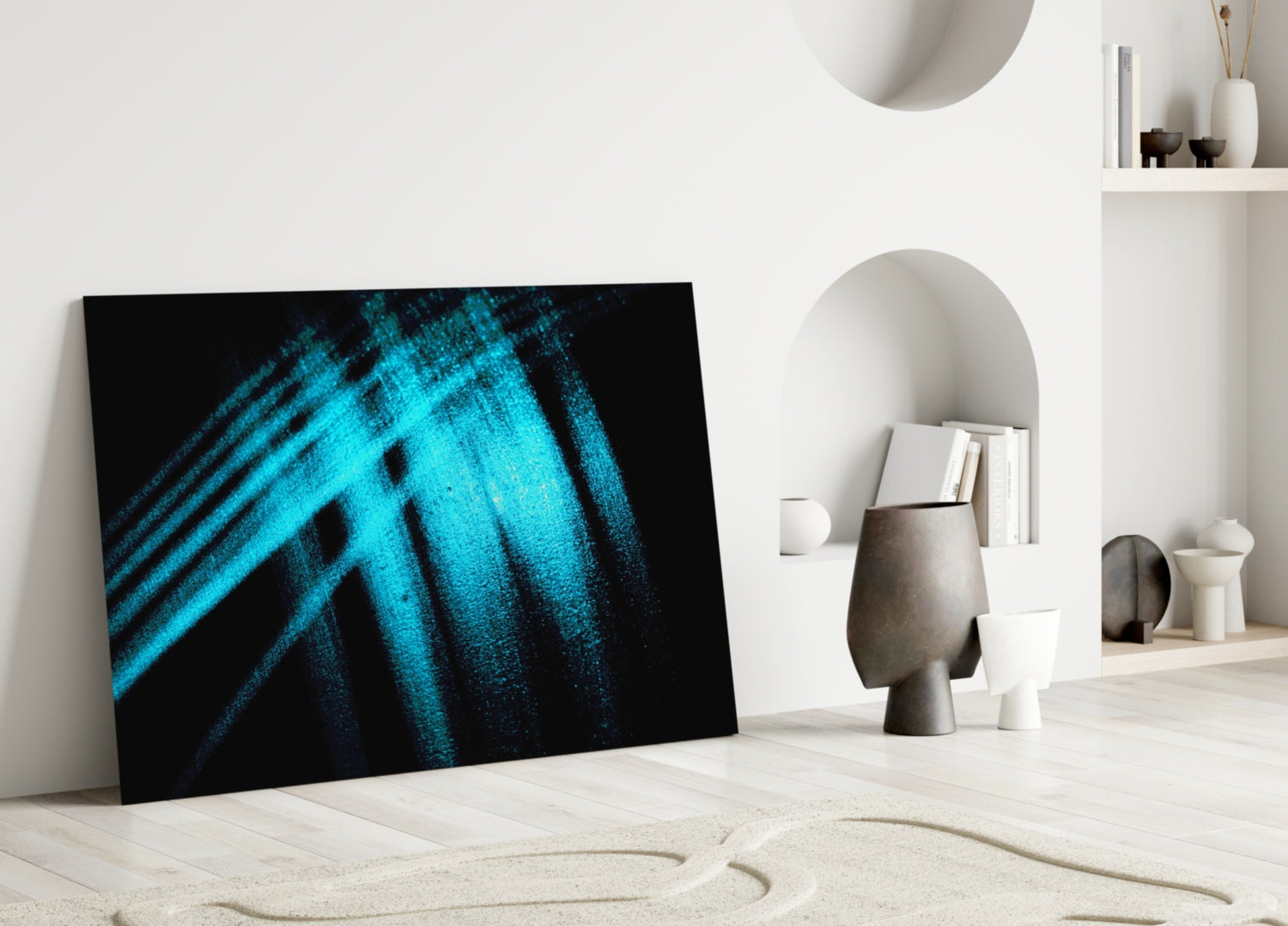 Blue Lights Glass Wall Art.