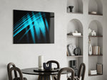 Blue Lights panel adding feminine spark to a powder room
