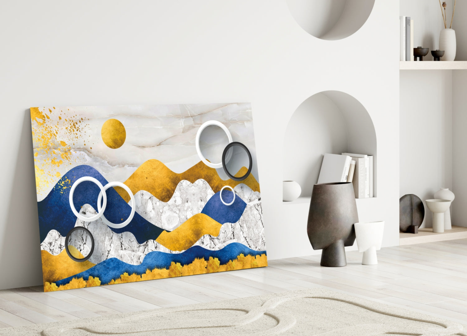 Colorful Mountains Glass Wall Art.