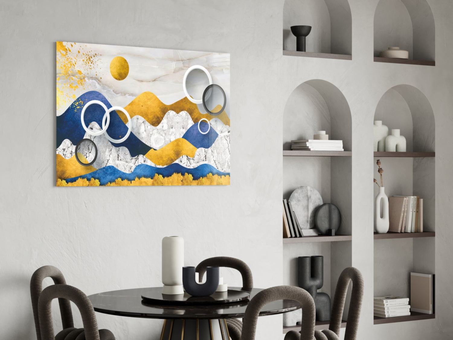 Colorful Mountains Glass Wall Art.