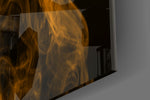 Orange Smoke artwork anchoring a wall with moody dynamic palette