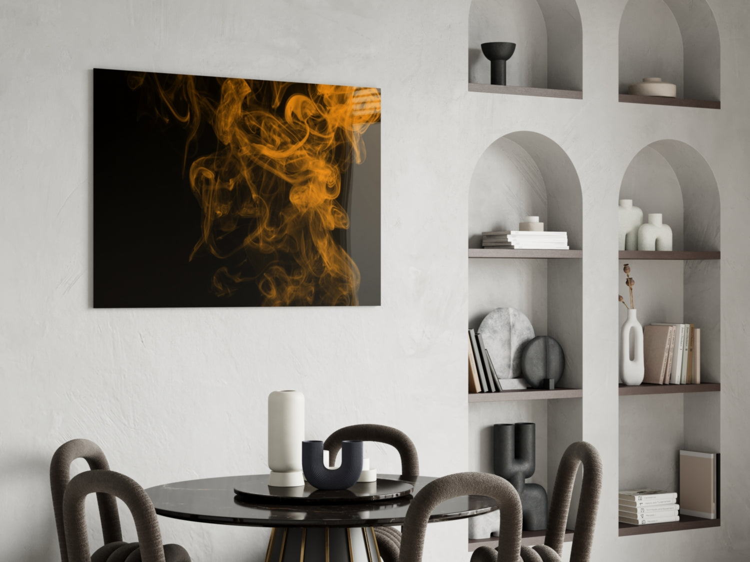 Orange Smoke Glass Wall Art.