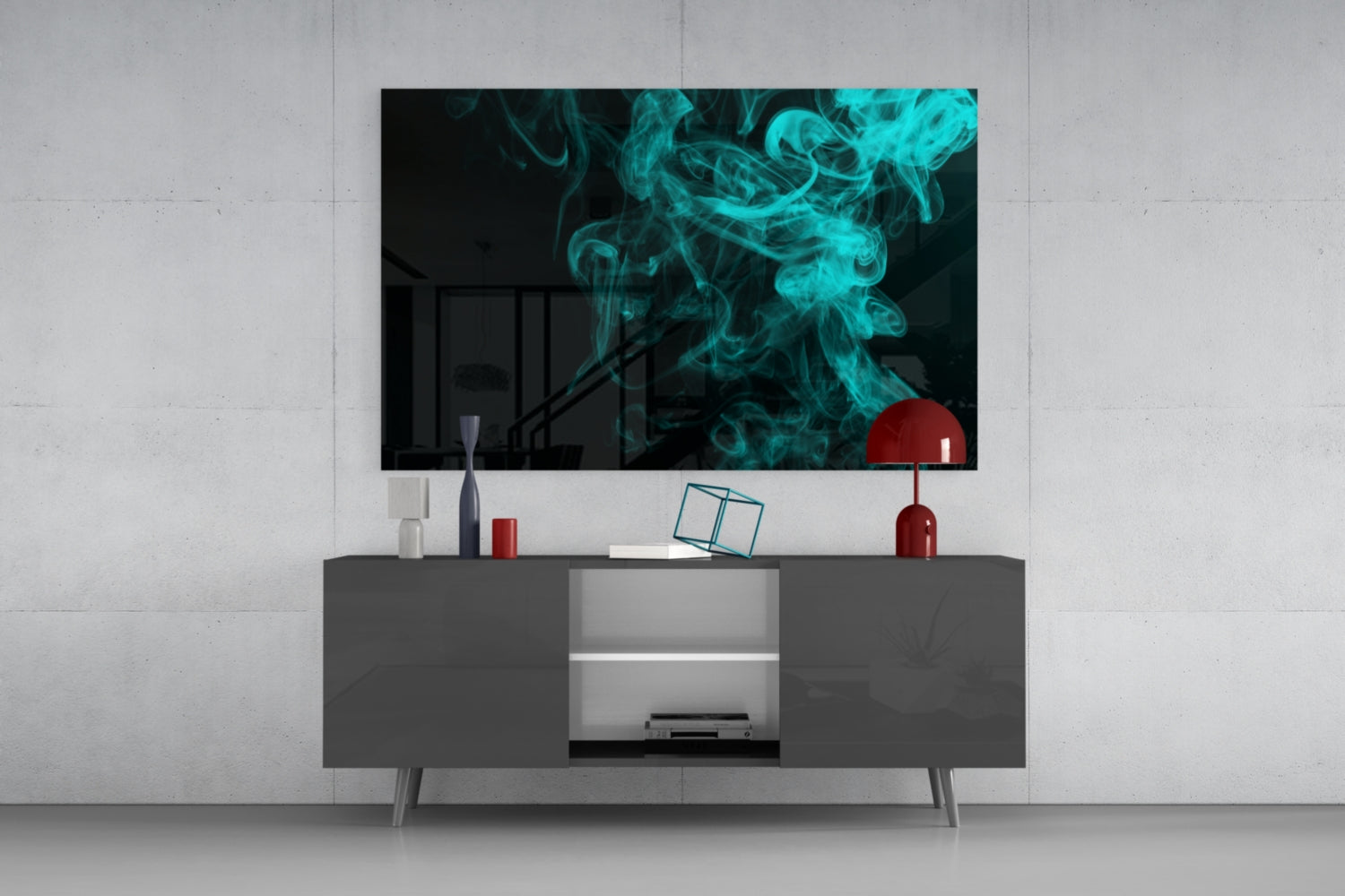 Green Smoke Glass Wall Art.