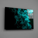 Teal-smoke panel bringing dynamic drama to a contemporary living space
