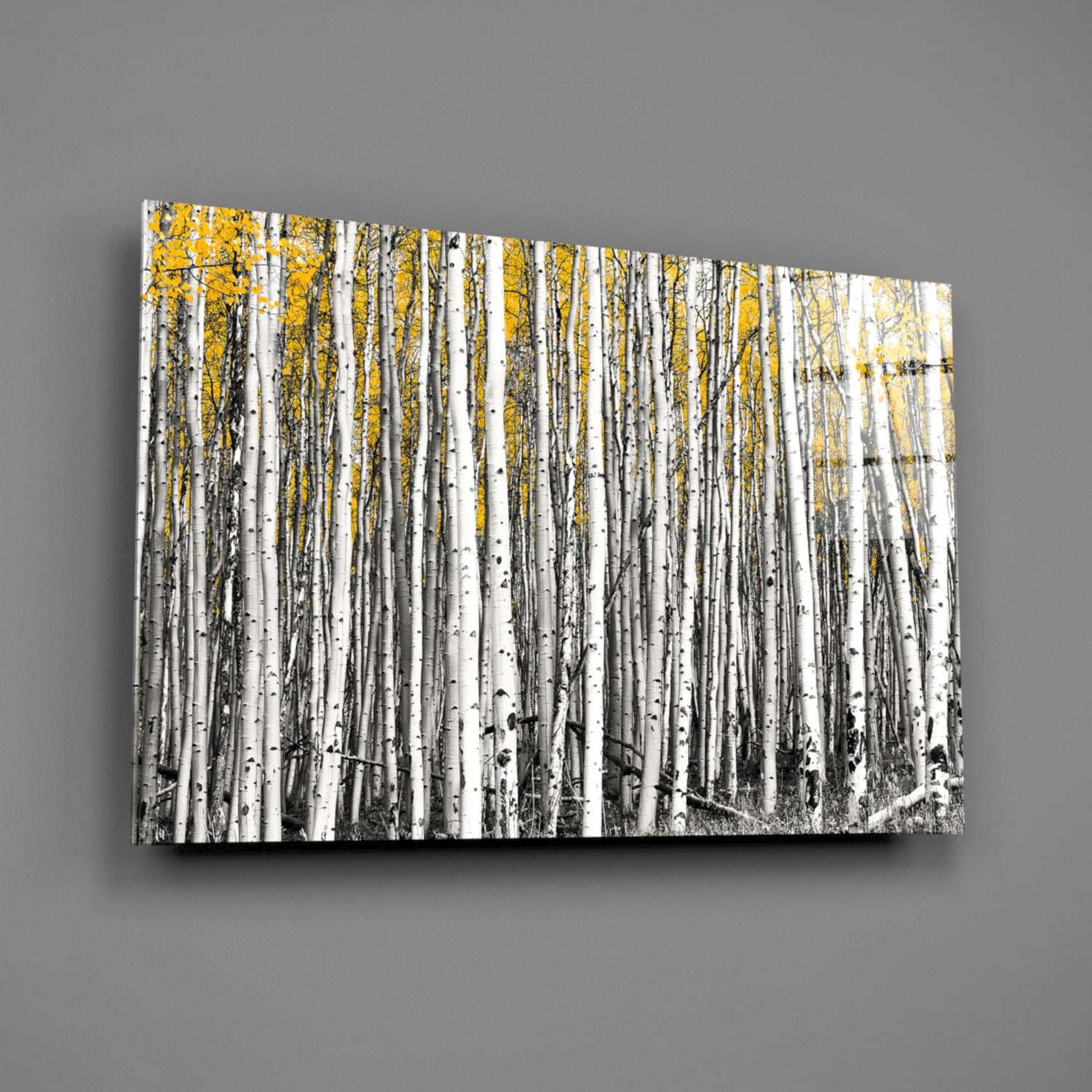 Yellow Forest Glass Wall Art.
