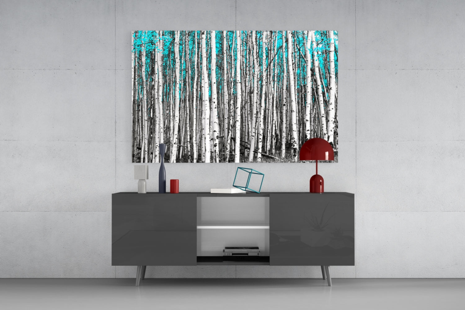Blue Forest Glass Wall Art.