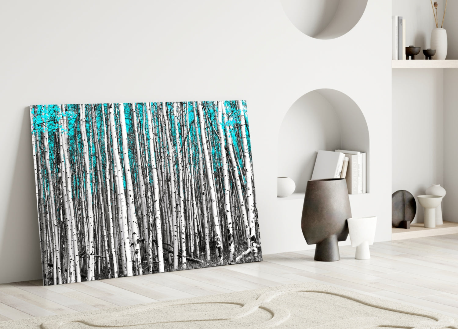 Blue Forest Glass Wall Art.