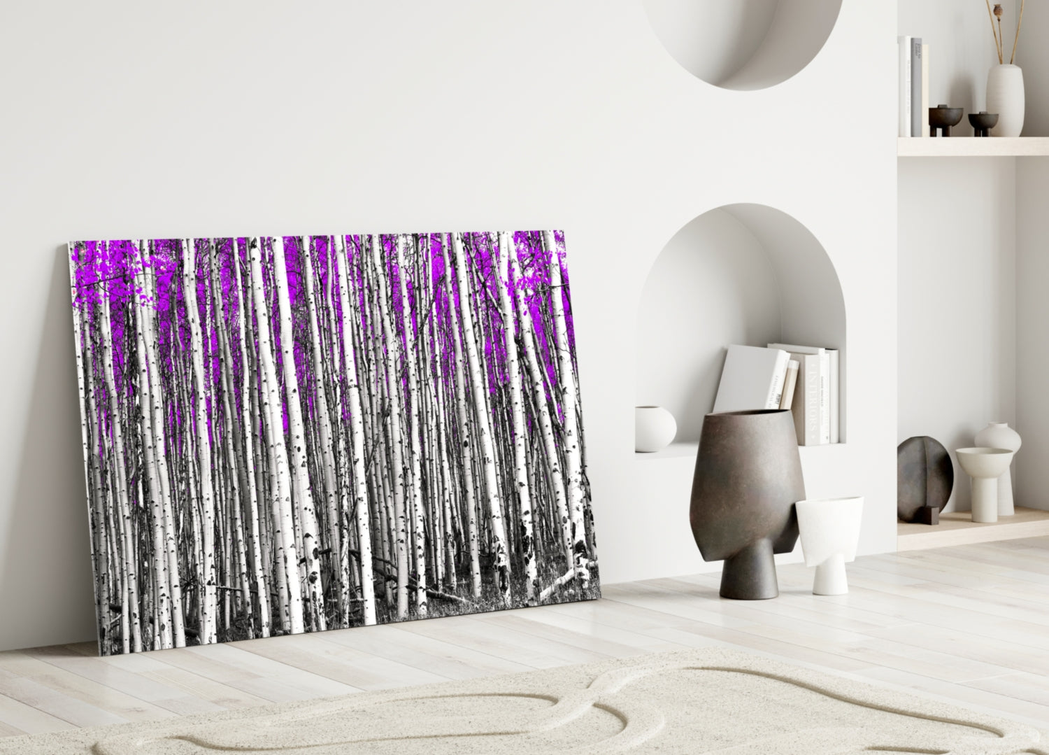 Pink Forest Glass Wall Art.