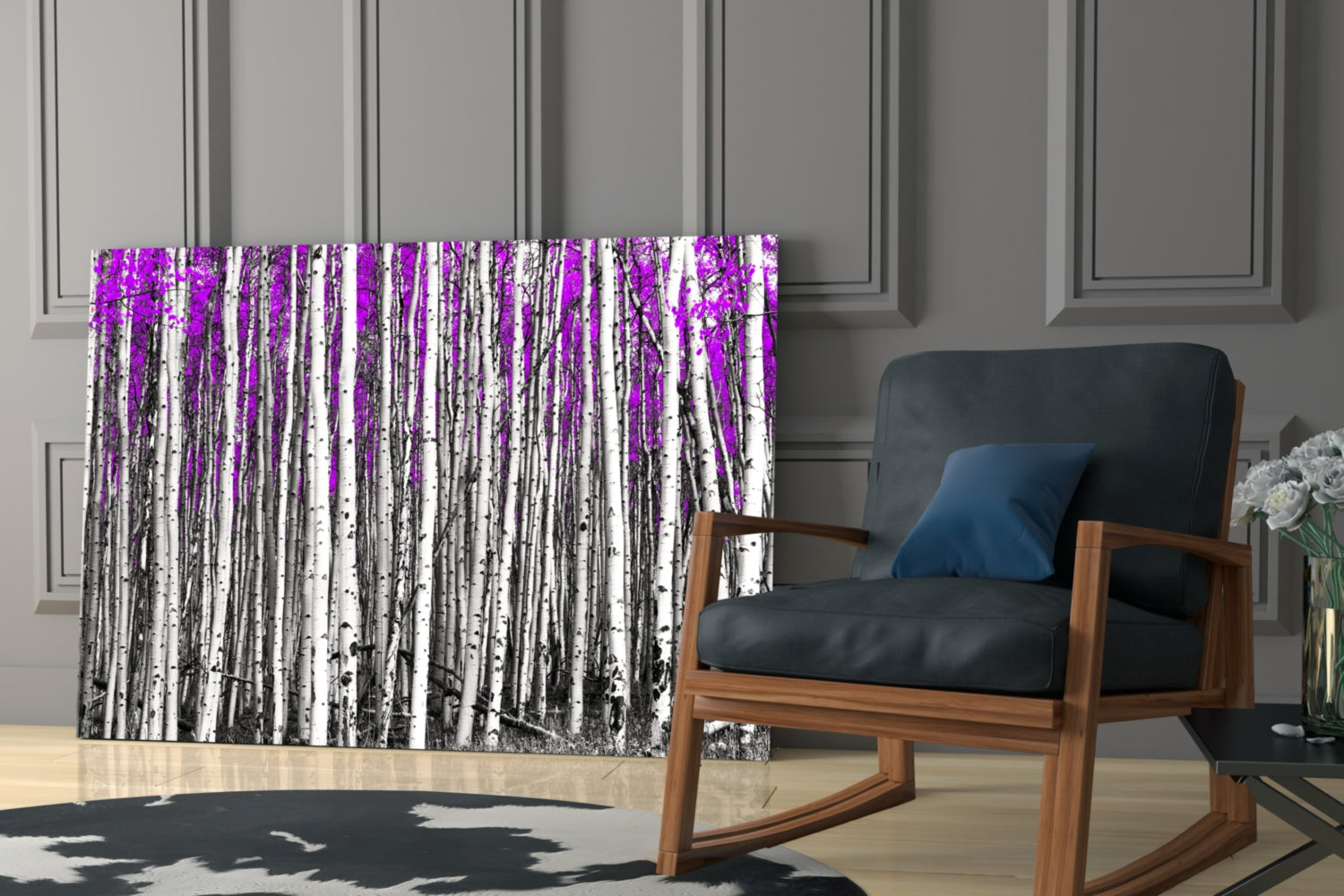 Pink Forest Glass Wall Art.