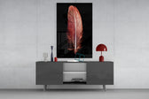 Tile Feather panel catching gallery light to reveal its painterly saturation