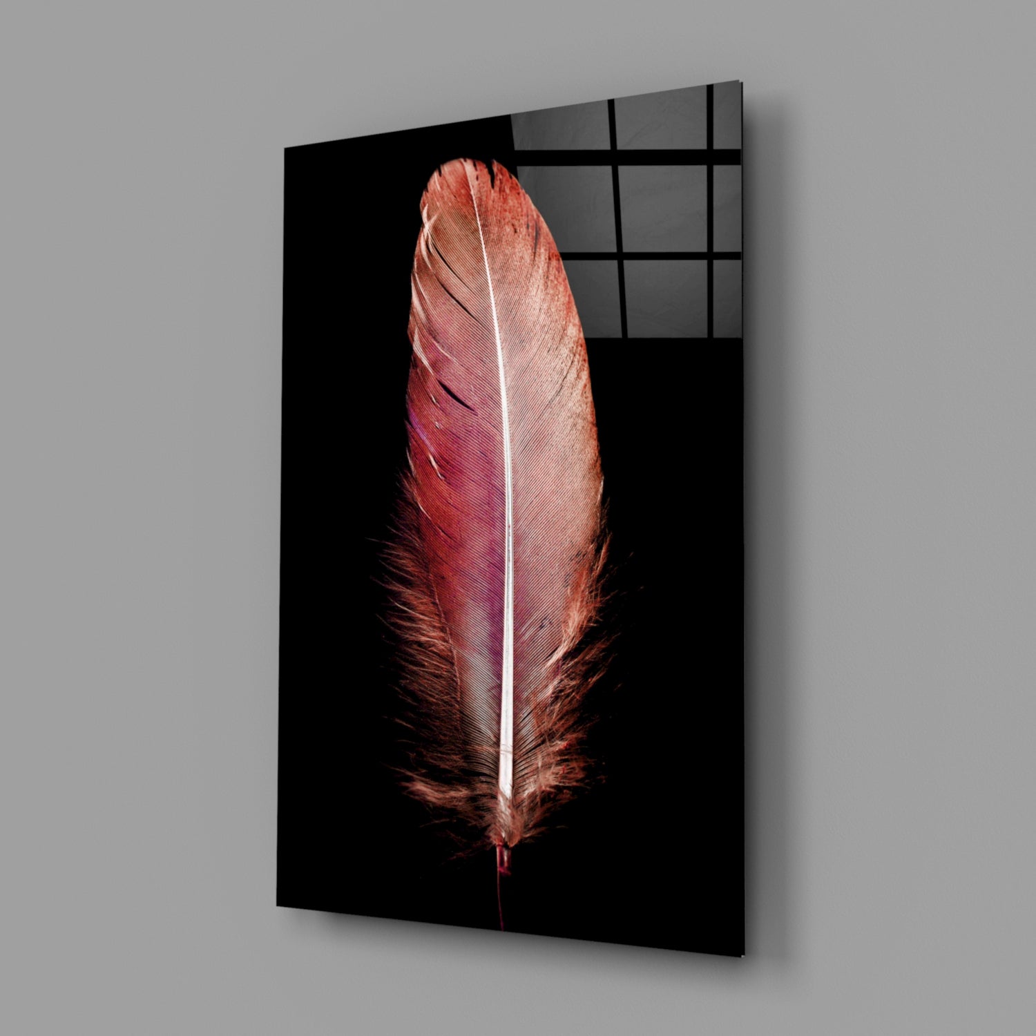 Tile Feather Glass Wall Art.