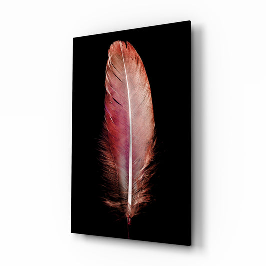 Tile Feather glass wall art displayed above a console in a designer interior