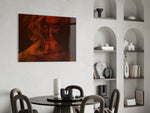 Red Smoke and Woman panel adding after-hours mood to a lounge