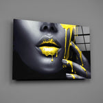 Gold-paint panel bringing editorial drama to a contemporary living space