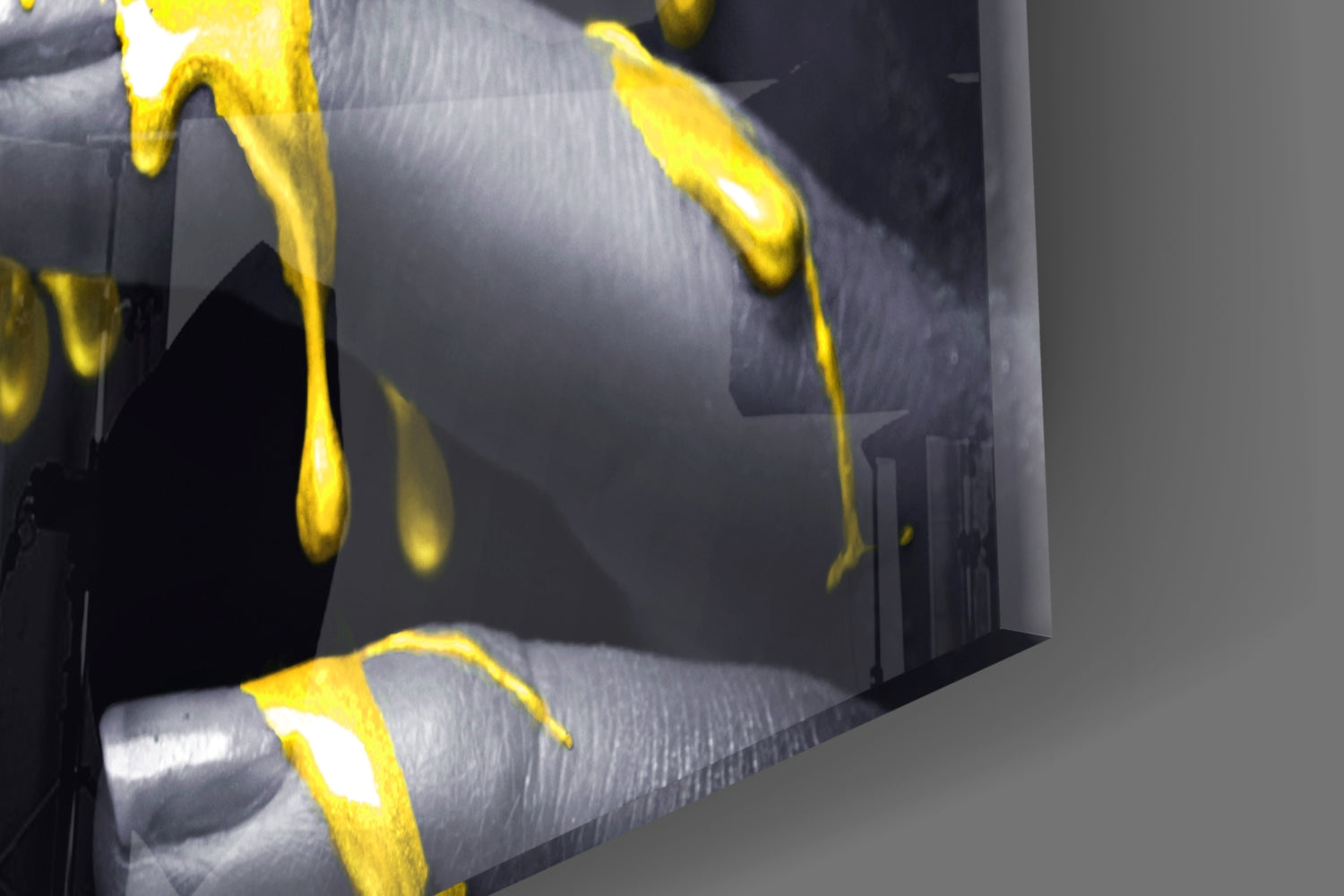 Yellow and Woman Glass Wall Art.