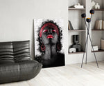 Woman and Red panel adding poetic mood to a study