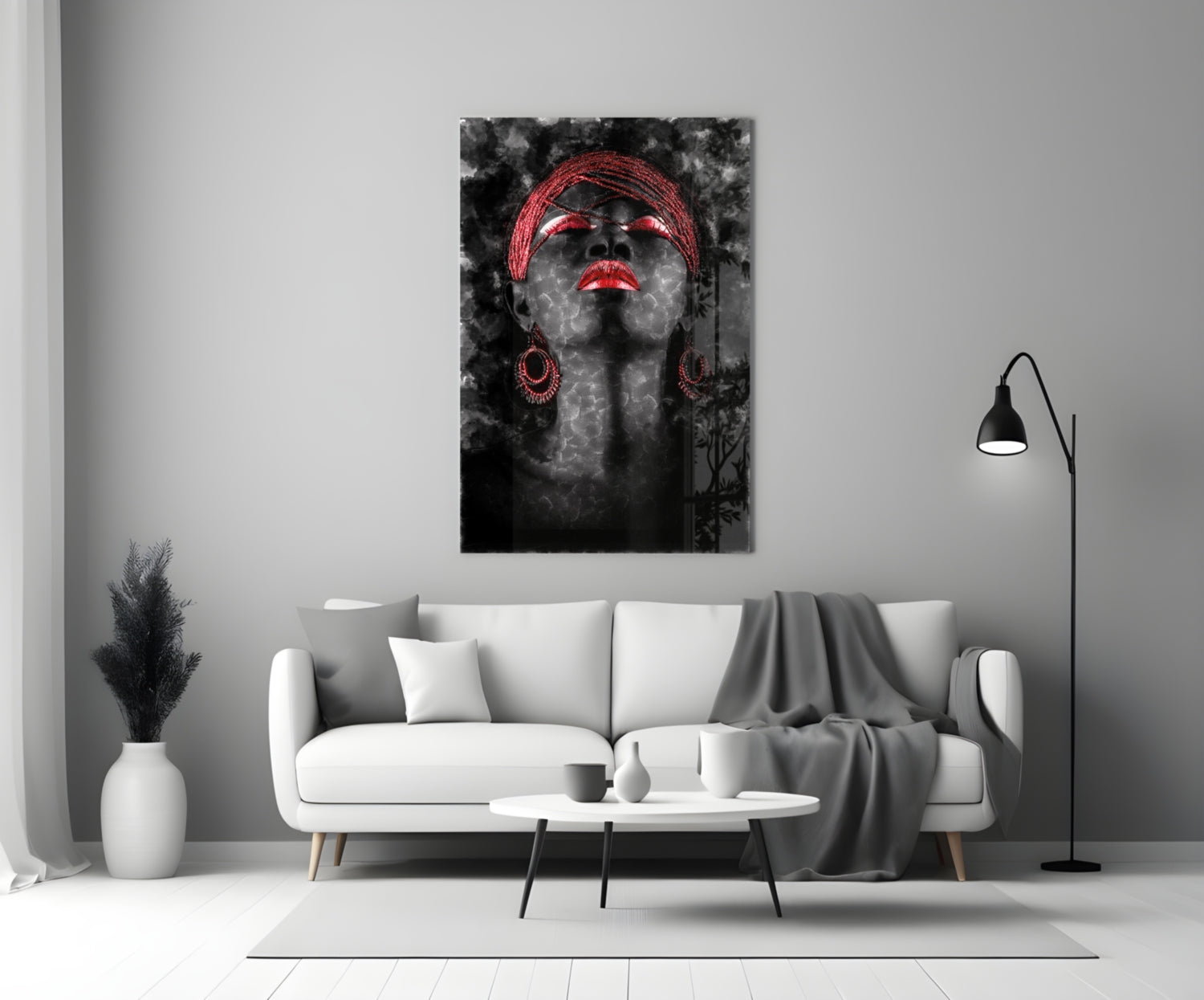 Woman and Red Glass Wall Art.