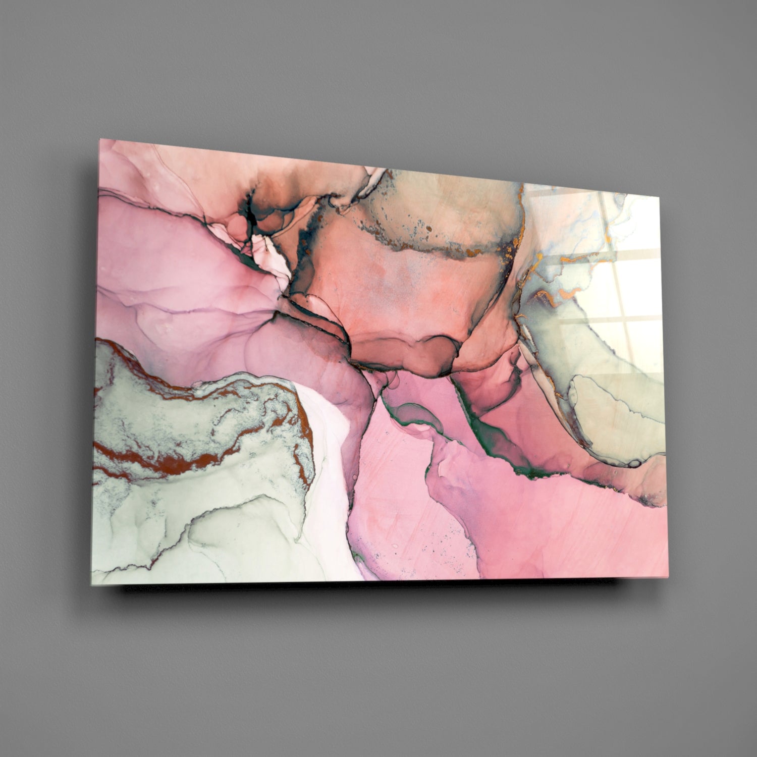 Pink Marble Pattern Glass Wall Art.