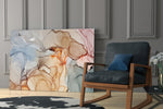 Soft Marble Pattern glass print enhancing a foyer with editorial drama