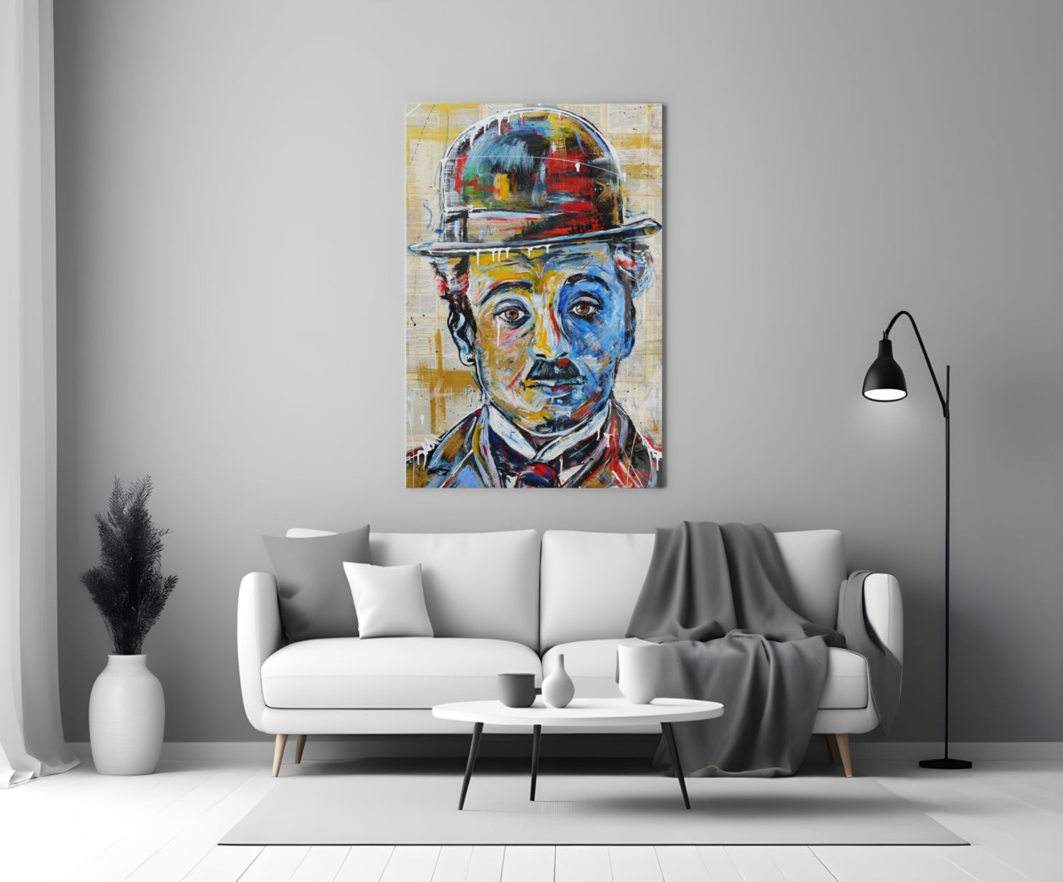 Charlie Chaplin Glass Wall Art.