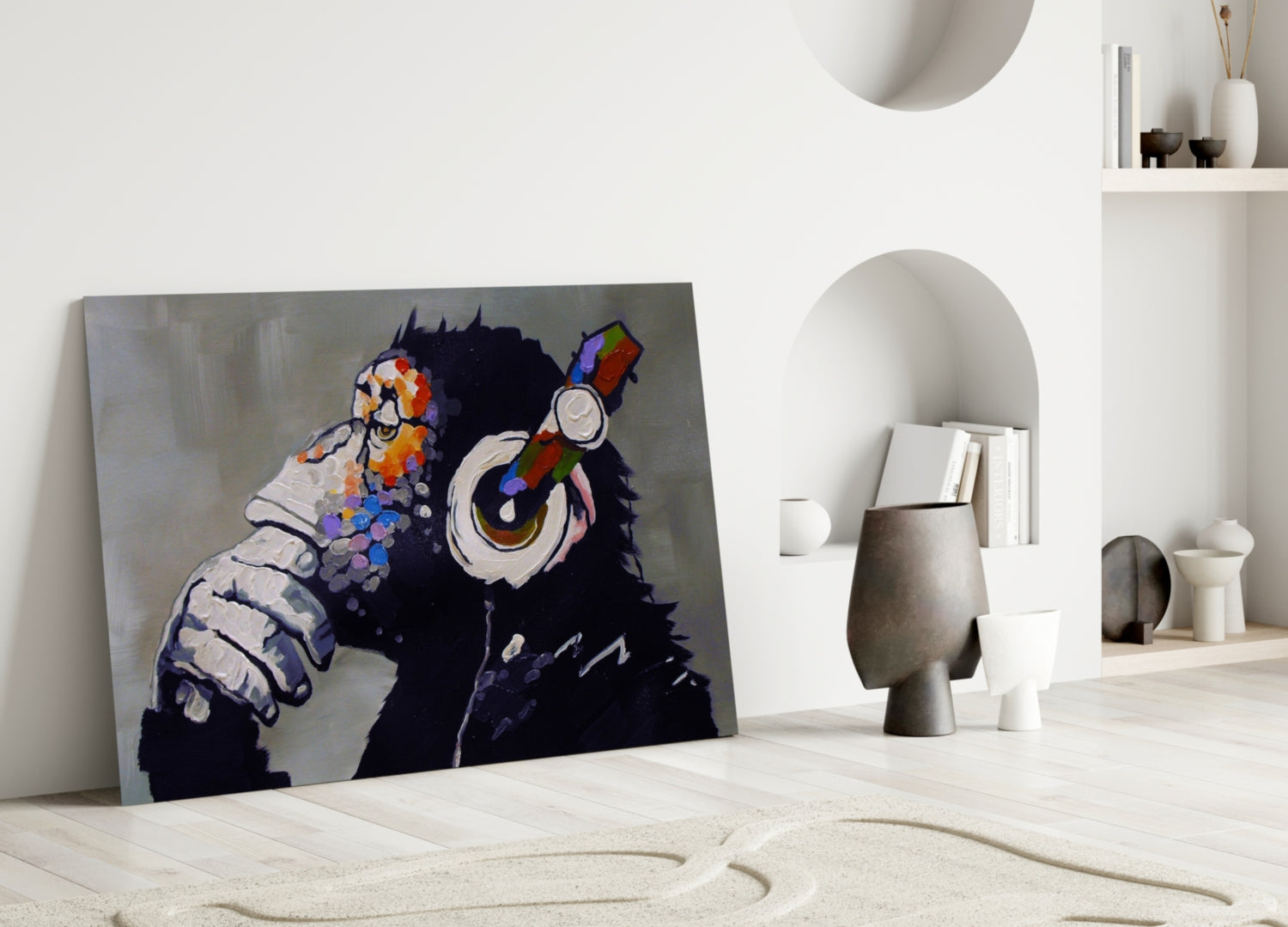 Thinking Monkey Glass Wall Art.