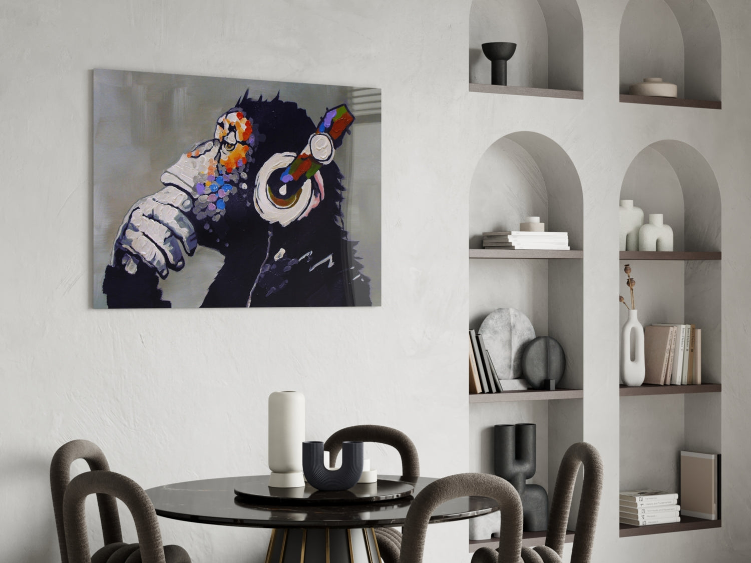 Thinking Monkey Glass Wall Art.