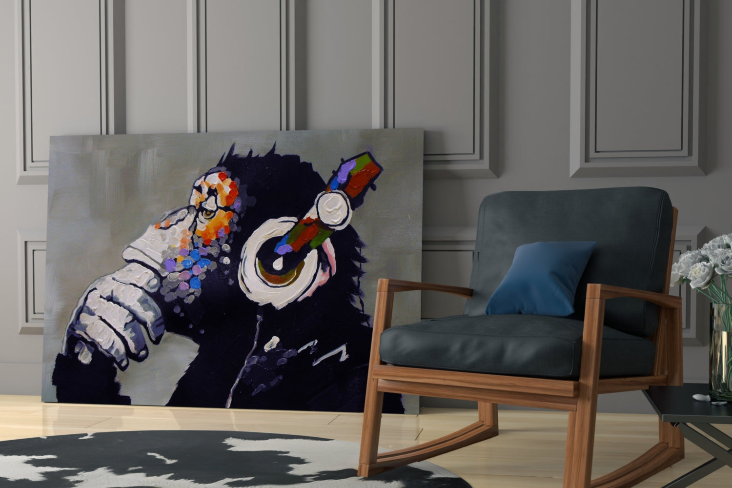 Thinking Monkey Glass Wall Art.