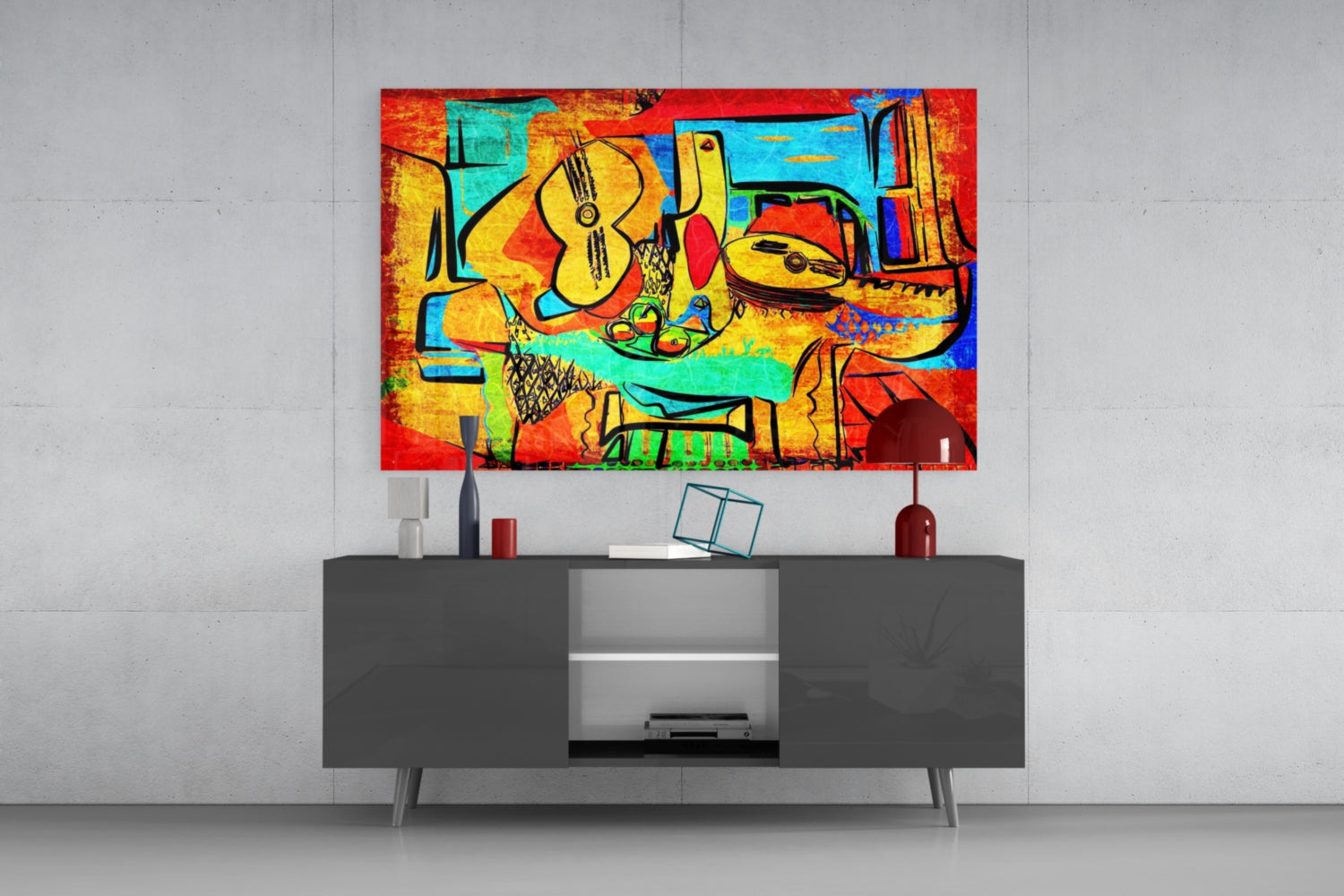 Abstract Cello Glass Wall Art.