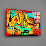Cubist-still-life panel bringing artistic drama to a contemporary living space