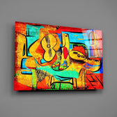 Cubist-still-life panel bringing artistic drama to a contemporary living space