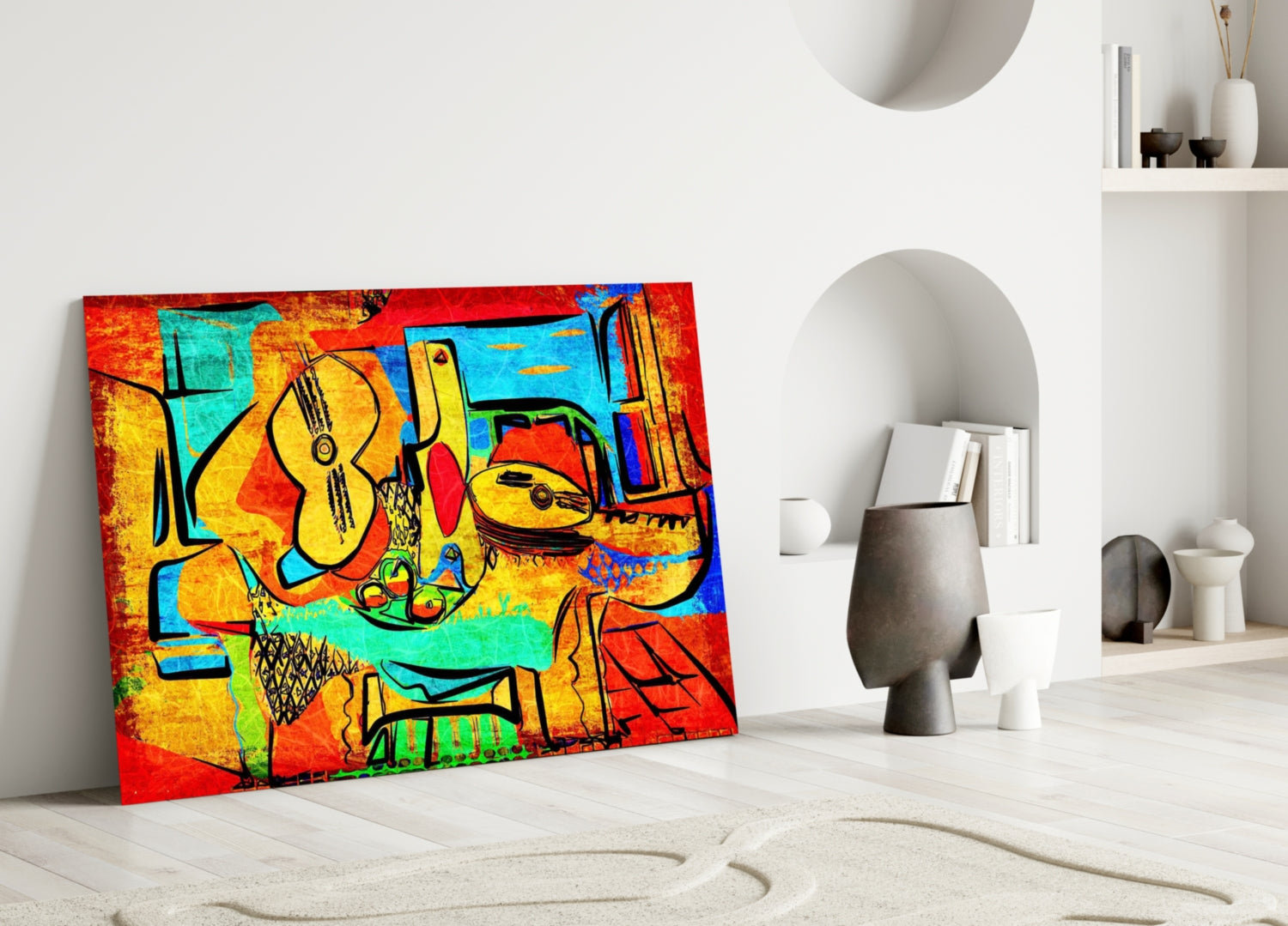 Abstract Cello Glass Wall Art.